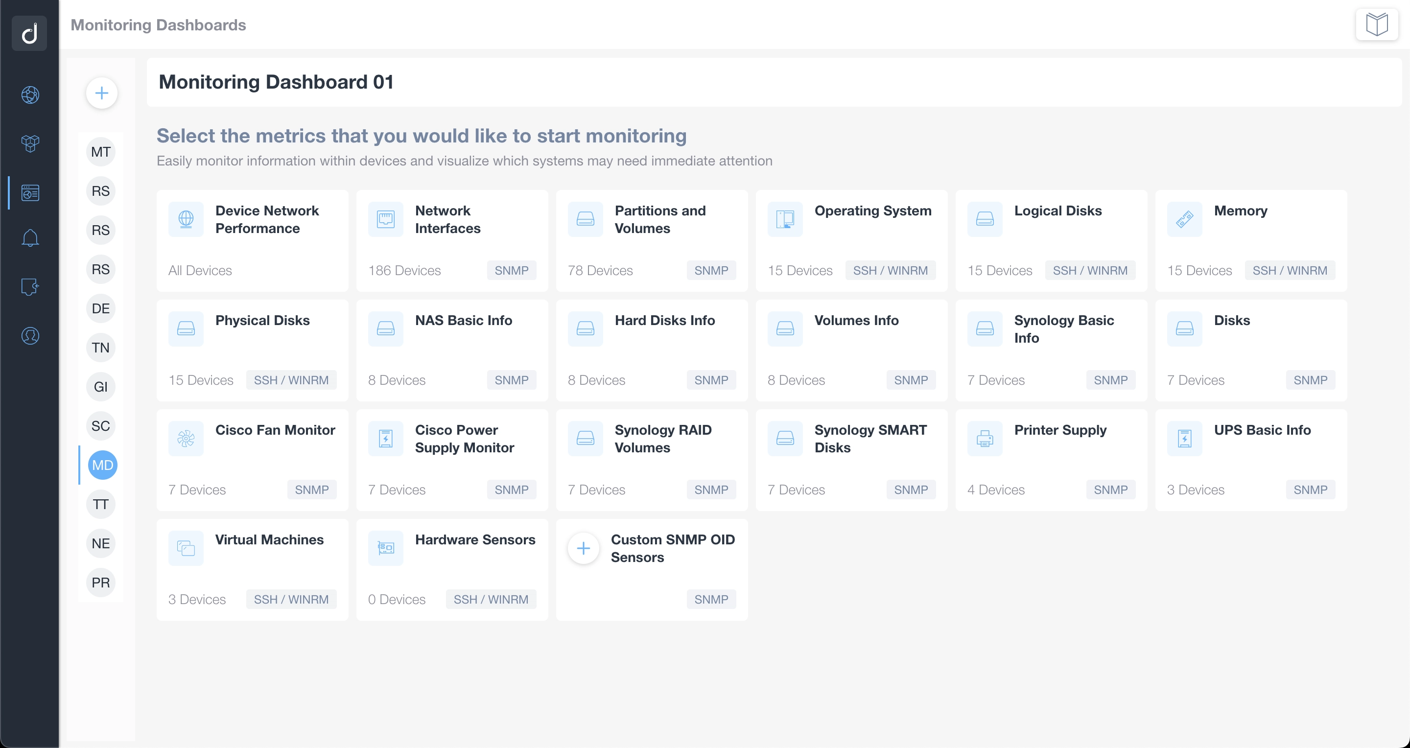 Monitoring Dashboard Widgets