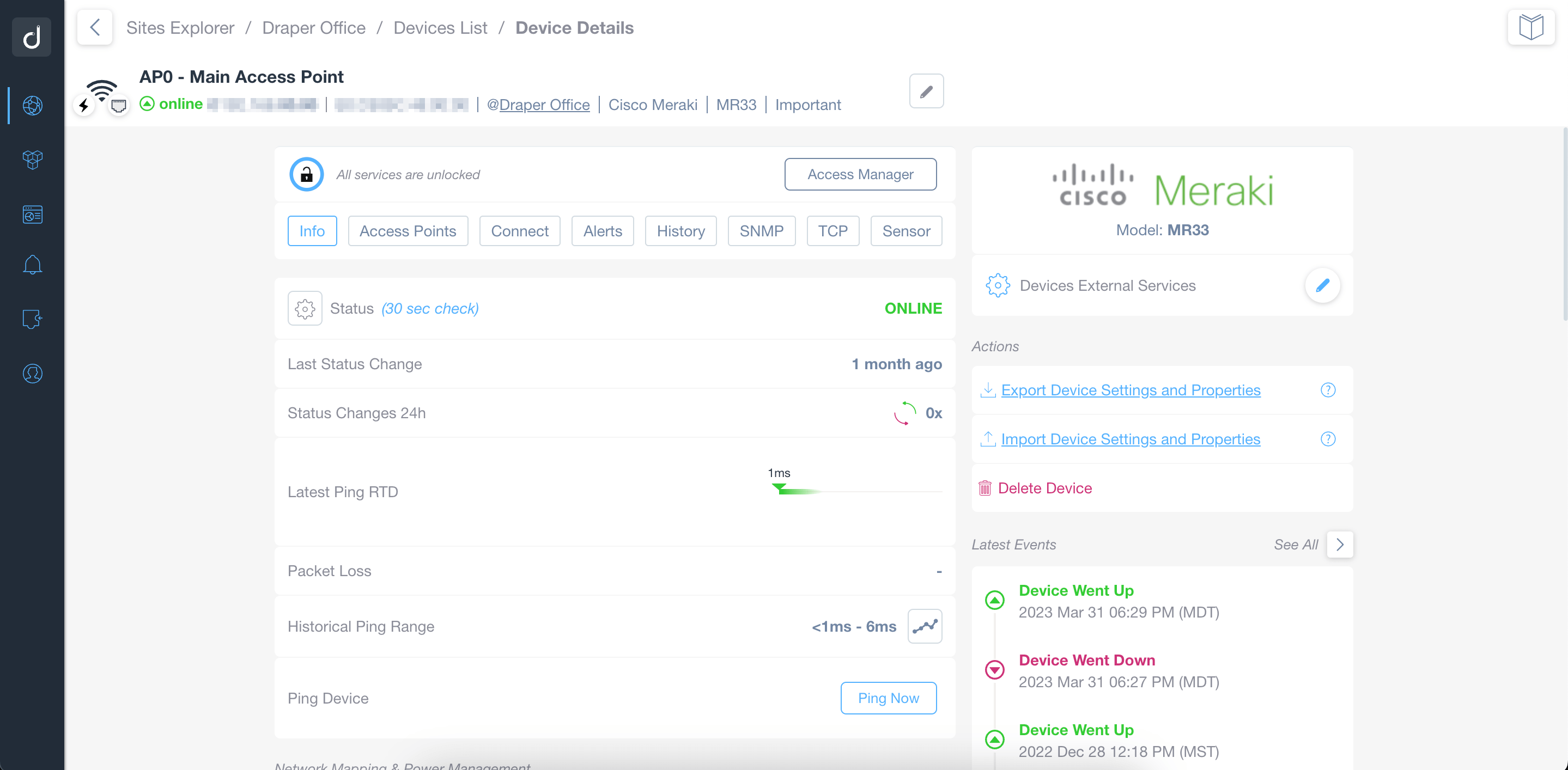 Device Details Meraki