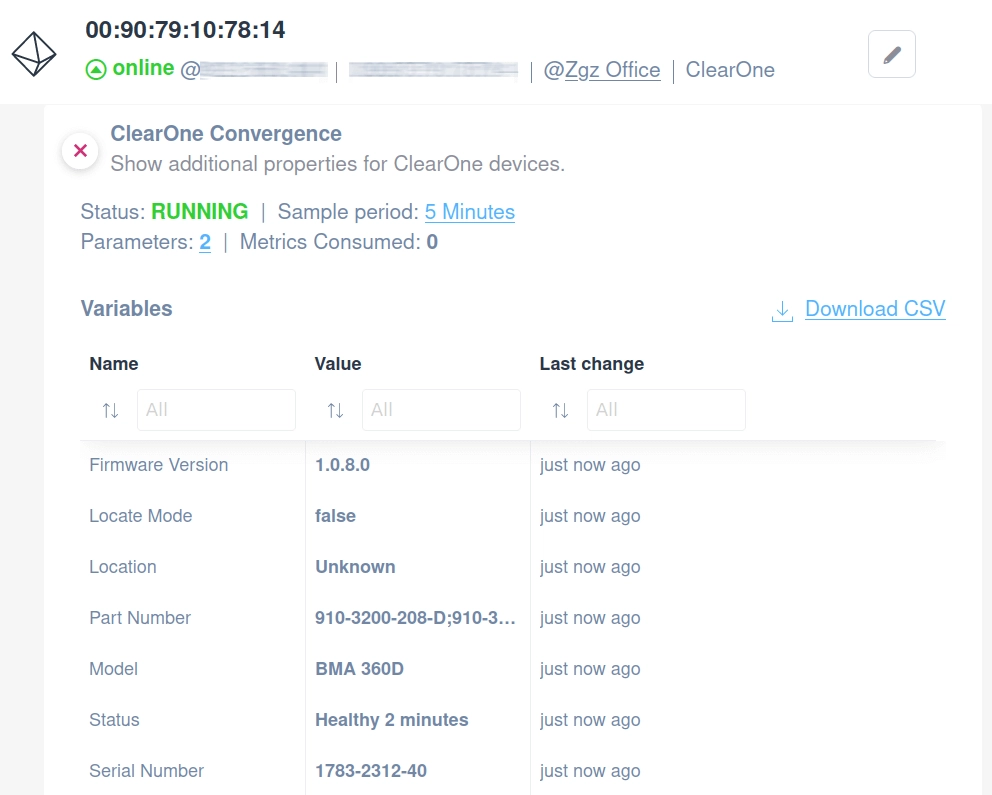 ClearOne monitoring script