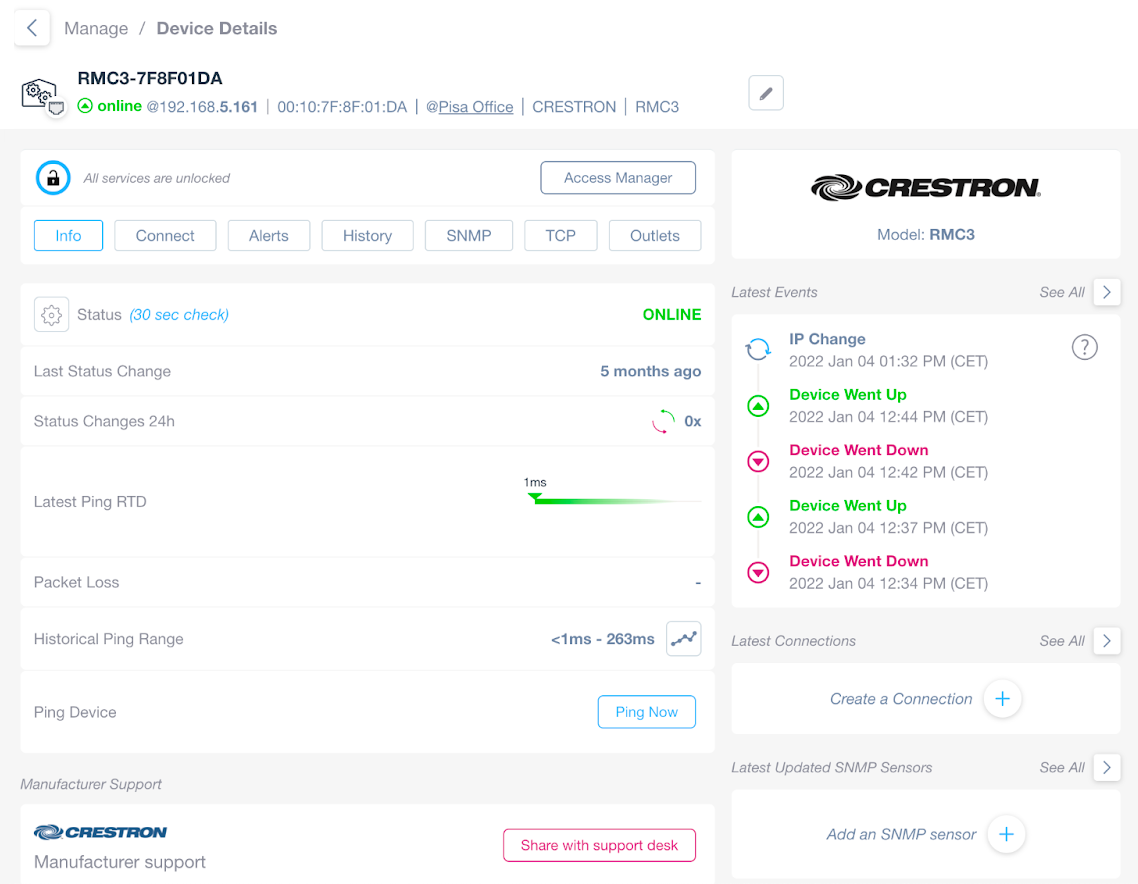 Crestron Device Details