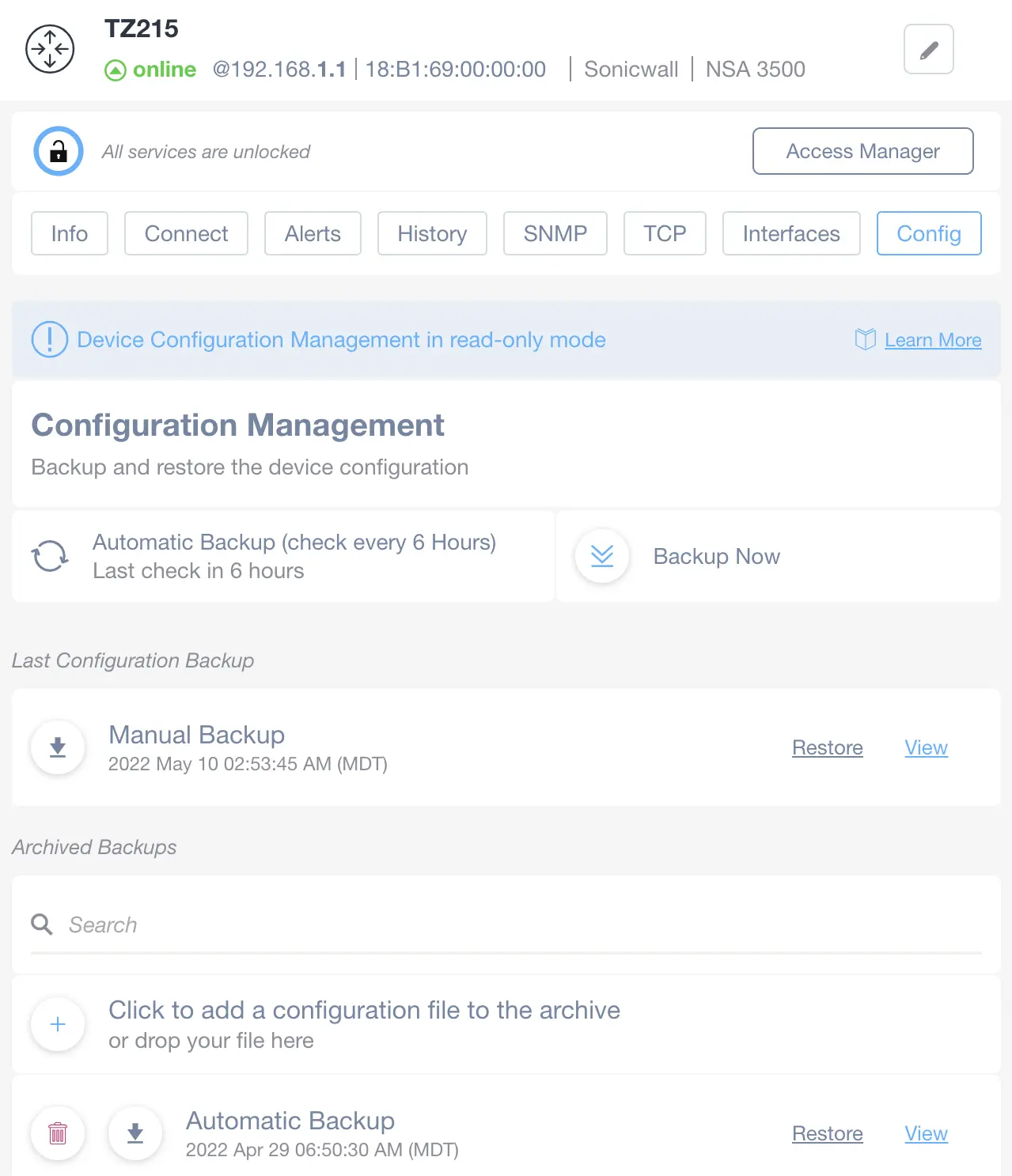 SonicWall Firewall Configuration Management