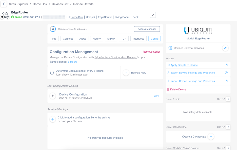 Ubiquiti EdgeRouter Configuration backup