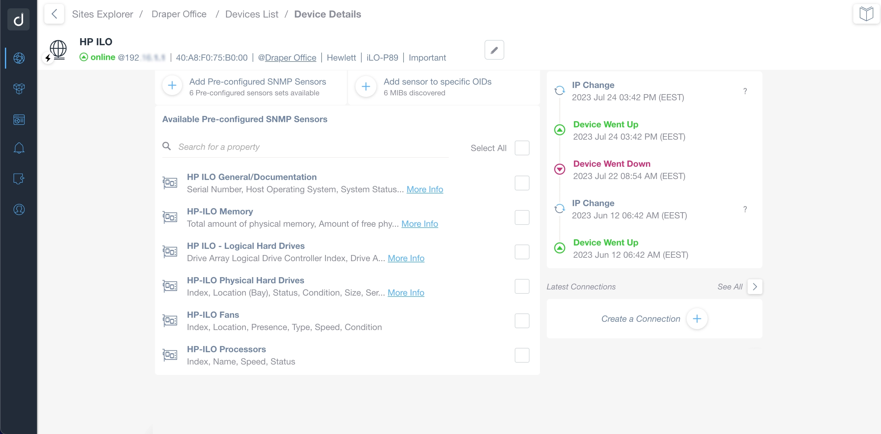 HPE iLO pre-configured SNMP templates