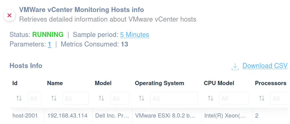 VMware vCenter Host List